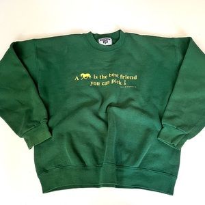 Vintage LEE Dark Green Horse Girl Graphic Crewneck Sweatshirt Size Small